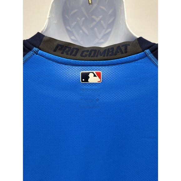 Nike Pro Combat Men’s M Blue Vented Authentic Collection Baseball Top Active - Picture 4 of 8